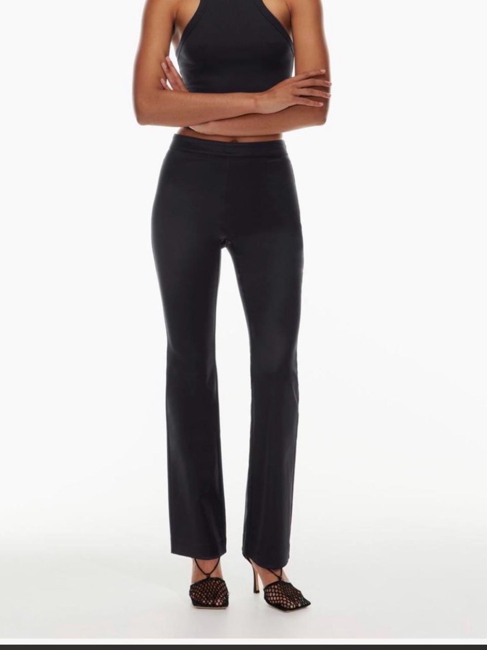 Aritzia Ten By Babaton Sundance Satin Flared Pants Stretchy In Black Size 4